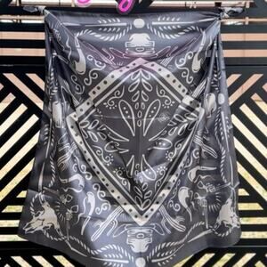 Highway Gray White Western Southwestern Wild Rag Scarf Accent